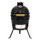 VESSILS Kamado Charcoal BBQ Grill – Heavy Duty Ceramic Barbecue Smoker and Roaster with Built-in Thermometer and Stainless Steel Grate (13 Inch Stand, Black)