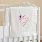 Personalized Pretty Butterfly Cream Baby Blanket