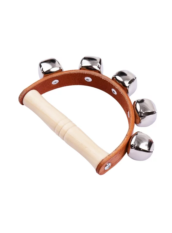 Handbell Hand Bells with 5pcs Jingle Bells Wood Handle Musical Instrument Toy for Music Class