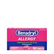 Benadryl Ultratabs Antihistamine Allergy Medicine Tablets, 100 ct