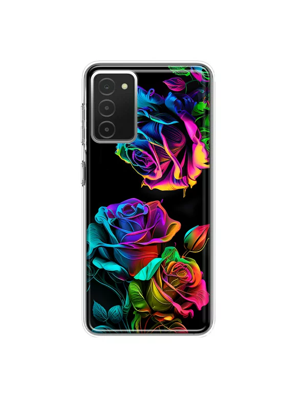 MUNDAZE Samsung Galaxy A03S Colorful Neon Rainbow Glow Roses Double Layer Phone Case Cover