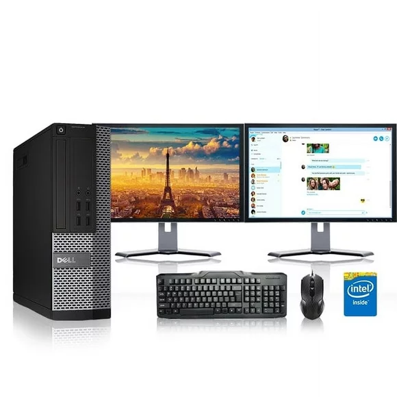 Restored Dell Optiplex Desktop Computer 2.8 GHz Core i7 Tower PC, 16GB, 2TB HDD, Windows 10 x64, 19" Dual Monitor , USB Mouse & Keyboard (Refurbished)
