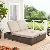 Mainstays Cushion Steel Outdoor Chaise Lounge - Set of 2 - Tan/Black