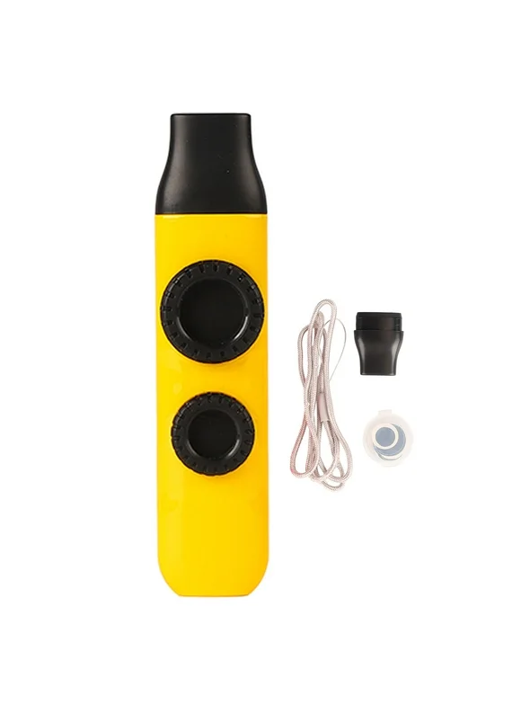 Kazoo Plastic Professional Adjustable Tone Musical Instrument with 10Pcs Flute Diaphragms for Ukulele Violin High Gloss Metallic Yellow