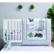 The Peanutshell Crib Bedding Set for Baby Boys, 3 Piece Nursery Set, Green Dinosaur
