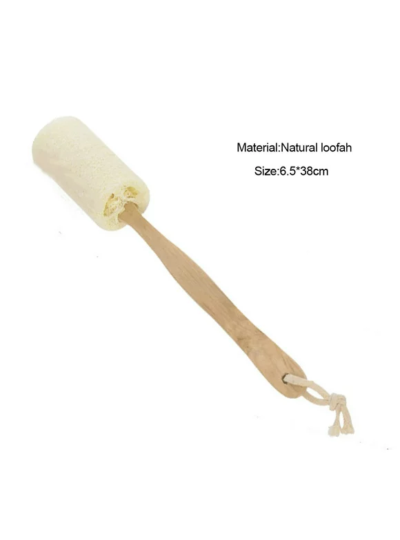 Natural Exfoliating Loofah Luffa Loofa Back Sponge Scrubber Brush with Long Wooden Handle Stick Holder Body Shower Bath Spa