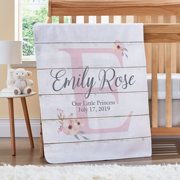 Personalized Elegant Baby Name Blanket - Floral