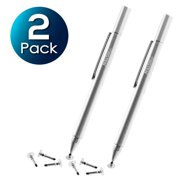 Insten 2 Pack Universal Precision Disc Fine Point Stylus Pens with 3 Replacement Discs Tip - Stylus Pens for Tablet touch screens Cell phone Laptop iPhone iPad Samsung Tab - Silver