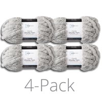 Mainstays 31.7 yd. Chunky Chenille Yarn, Soft Silver, 100% Polyester, Pack of 4