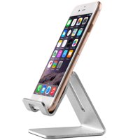Topeakmart Desktop Cell Phone Stand Tablet Stand,  Aluminum Stand Holder for Mobile Phone (All Size) and Tablet, Silver