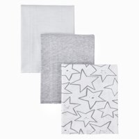 Little Star Organic 100% Pure Organic Cotton Burp Cloth, 3 Pk, Gray-Little Dreamer