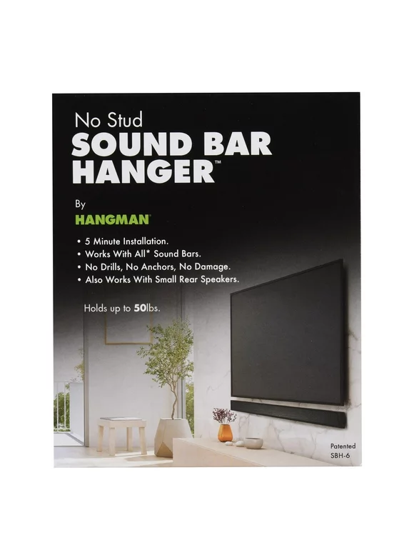 Hangman No Stud Sound Bar Hanger - SBH-6 - Adjustable - Black