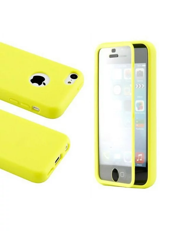 Hybrid TPU Wrap-up Case with Built-in Screen Protector for iPhone 5C - Yellow