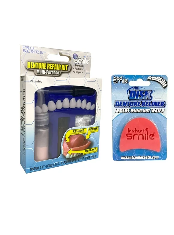 Complete Denture Repair Kit Multi-purpose and The Disk Denture Reliner Reline Kit