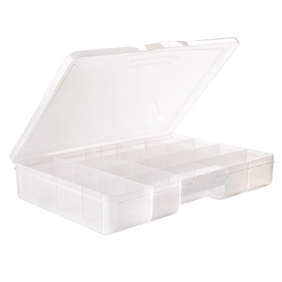 Darice Clear Deluxe Bead Organizer Box with 20 Compartments, 10.5" x 7.5"
