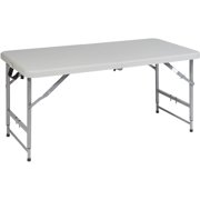 4' Height Adjustable Fold in Half Resin Multi-Purpose Table, Light Grey