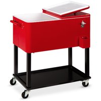 Best Choice Products 80qt Steel Rolling Cooler Cart w/ Bottle Opener, Catch Tray, Drain Plug, Locking Wheels - Red
