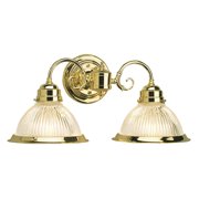 Design House 503029 Millbridge Traditional 2-Light Indoor Dimmable Wall Sconce with Clear Ribbed Glass for Bathroom Hallway Foyer, Polished Brass