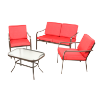 Mainstays Stanton 4-Piece Patio Furniture Conversation Set, Red, Metal