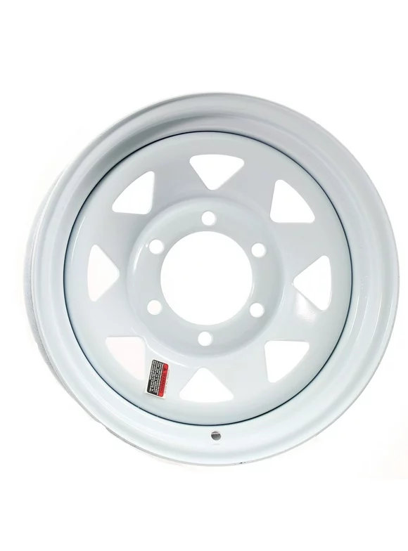 Trailer Wheel Rim 15x6 15 in. 6 Bolt Hole 5.5 in. OC White Steel Spoke