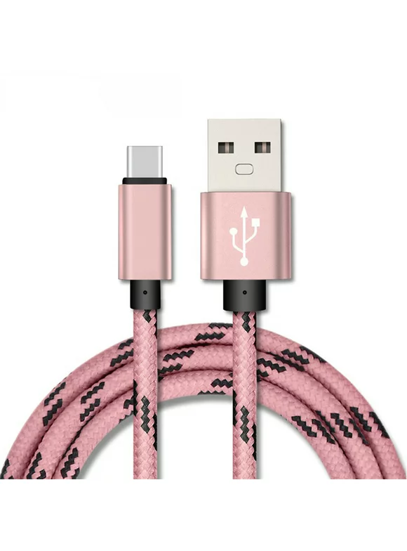 10FT USB Type C Cable, Fast Charger, AFFLUX USB-A to USB-C Charging Cord, Nylon Braided, Compatible with Samsung Galaxy S23, S22, S21, S20, S10, S9, S8, Note20 10 9 8, Universal USB-C Charger, Pink