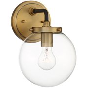 Possini Euro Design Modern Wall Light Sconce Gold Hardwired 10 1/2" High Fixture Clear Glass Globe for Bedroom Bathroom Hallway