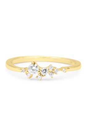 .15 Carat Round Brilliant Real Diamond Cluster Fashion Ring in 10k Yellow Gold
