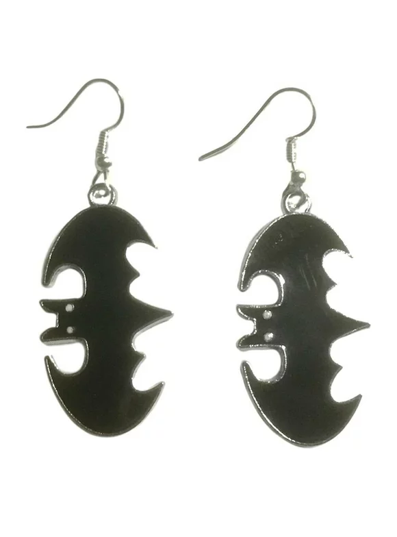 Batman Batwing Enamel Metal Logo French Wire Earrings