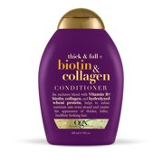 OGX Thick & Full + Biotin & Collagen Volumizing Conditioner for Thin Hair, with Vitamin B7 & Hydrolyzed Wheat Protein, Paraben-Free, Sulfate-Free Surfactants, 13 fl. oz