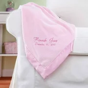 Personalized New Baby Pink Baby Blanket