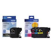 Brother Genuine LC103 4-Color High Yield Ink Cartridge Set (LC103BK, LC103CL)