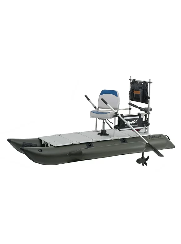 AQUOS 10.2ft Inflatable Pontoon Boat with Haswing 12V 65LBS Transom Trolling Motor