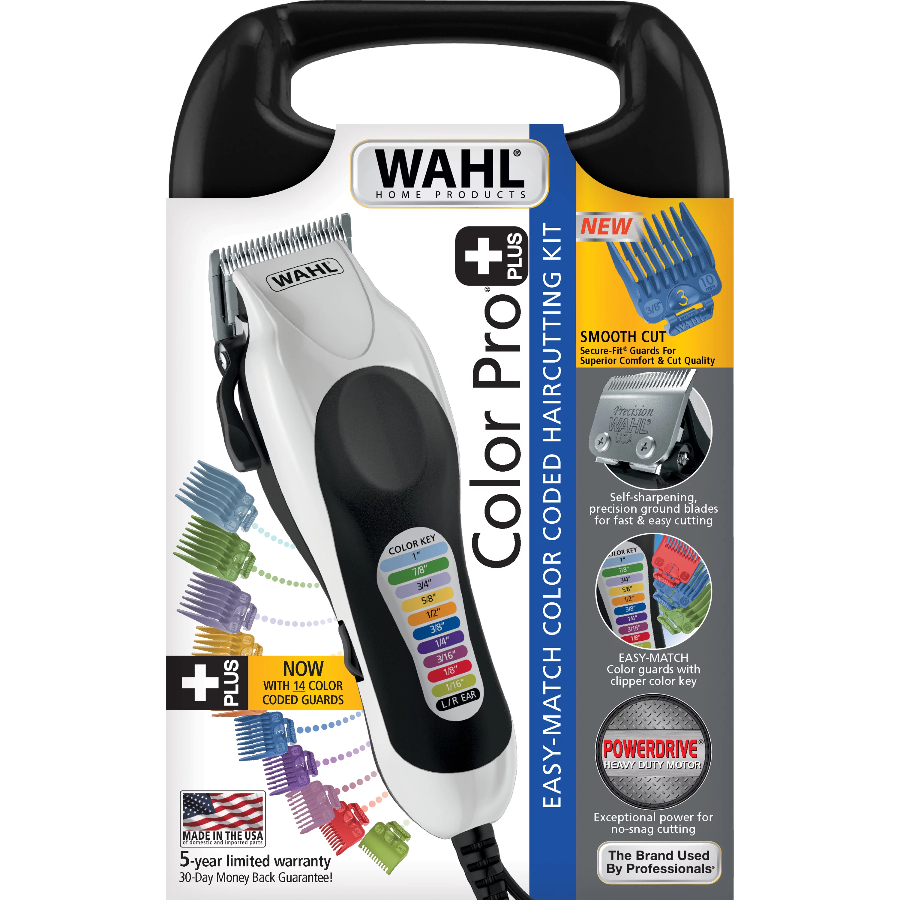 Wahl Color Pro Plus Hair Cutting Kit for Men, Women and Children with Colored Attachment Combs, 79752T