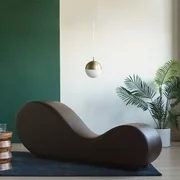 Premium Black Bonded Leather Yoga Stretch Chaise Lounge, Black