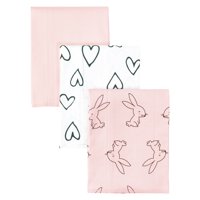 Little Star Organic 100% Pure Organic Cotton Burp Cloth, 3 Pk, Pink-Modern Blush