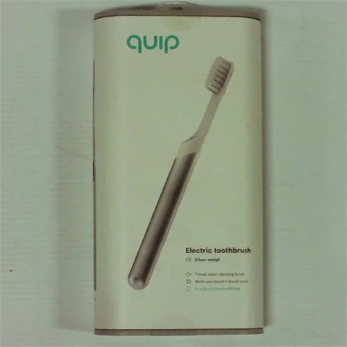 Quip Metal Electric Toothbrush - Electric Brush and Travel Cover Mount (Silver Metal) (bulk packaging)