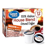 Great Value 100% Arabica House Blend Medium Ground Coffee, 0.42 oz, 12 count
