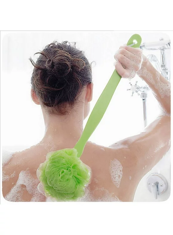 Bath Scrubber Body Brush Shower Scrubber Back Brush with Long Handle, Ergonomic Nonslip Durable (Green)