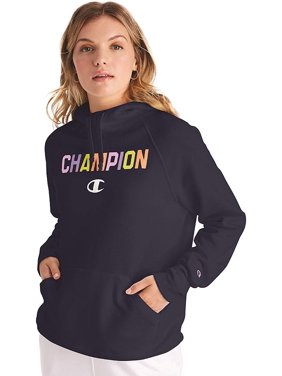 Champion Women's Powerblend Graphic Hoodie, Athletic Navy, 2X Large