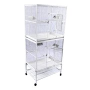 A and E Cage Co. 32"x21" Double Stack Flight Cage - White