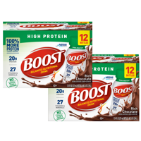 (2 Pack) Boost High Protein, Rich Chocolate, 8 Fl oz Bottles, 12 Ct