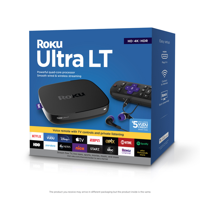 Roku Ultra LT | HD/4K/HDR Streaming Media Player with Ethernet Port and Roku Voice Remote with Headphone Jack, includes Headphones