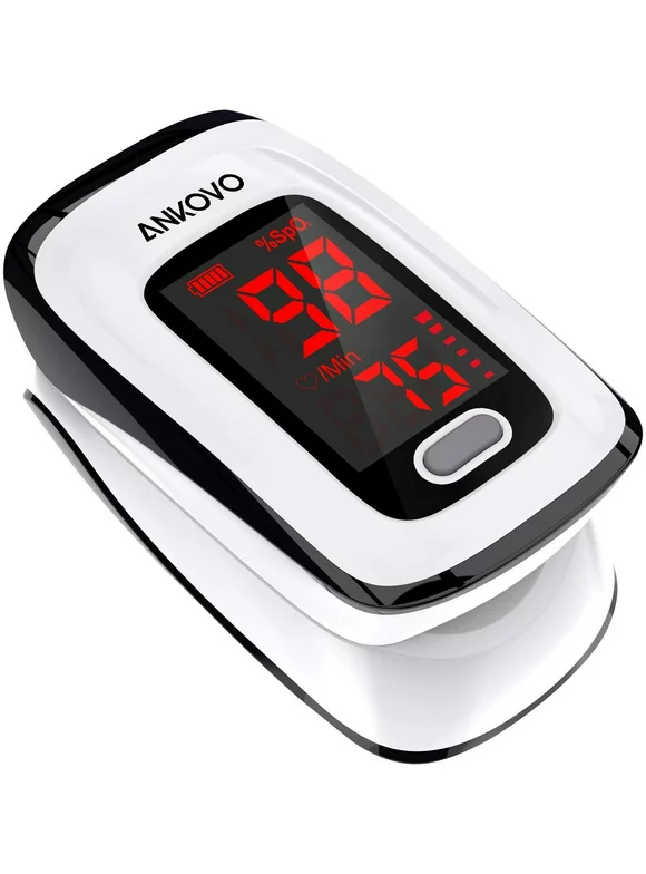 ANKOVO Pulse Oximeter Fingertip (Oximetro), Blood Oxygen Saturation Monitor, Heart Rate Monitor and SpO2 Levels