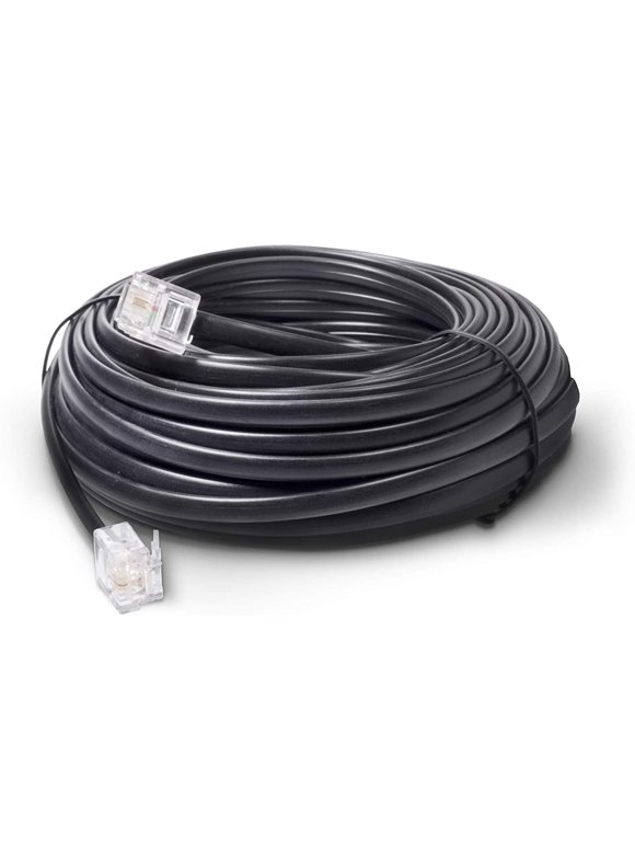 THE CIMPLE CO - 100 FT Feet Modular Phone Line Cord - High Quality 2 Conductor - Black - 1 Pack