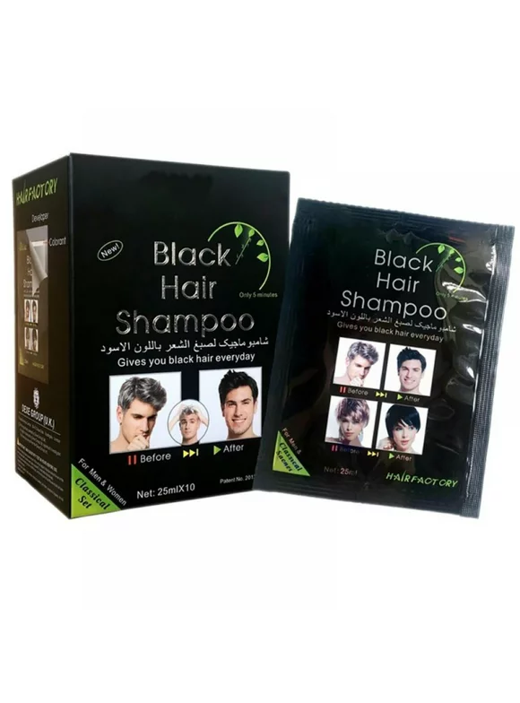 10 Packs Black Hair Shampoo-Instant Natural Plant Black Hair Dye Shampoo Black Hair Dye Maintain Hair Color for Men Women