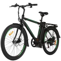26''Electric Bike Electric Bicycle for Adult Electric Mountain Bike 250W Ebike 6 Speed Gear with Removable Lithium Battery and Battery Charger HFON