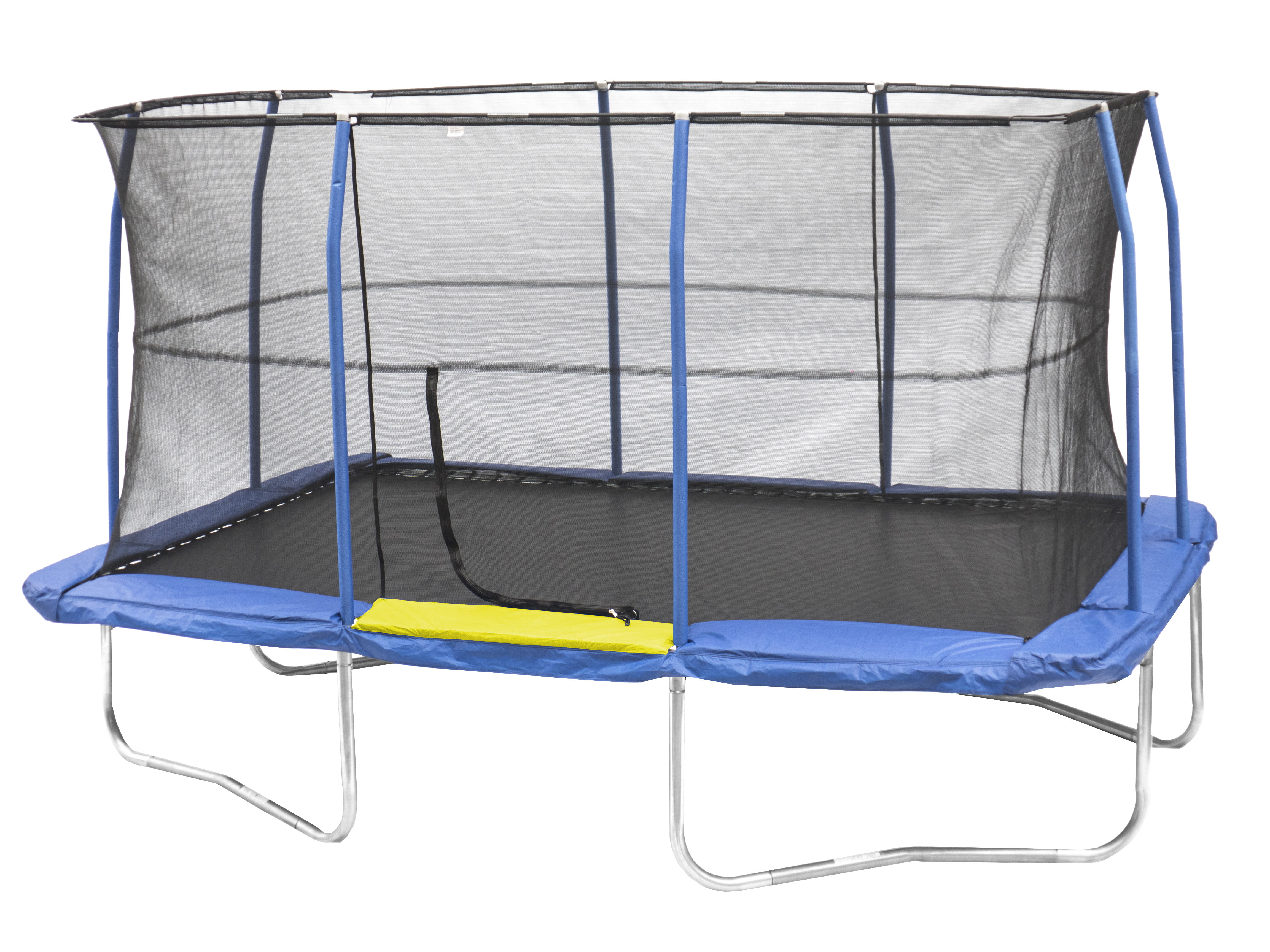 Jumpking Rectangle 10 x 14' Trampoline, with Enclosure, Blue/Yellow