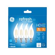 GE LED 40-Watt HD Refresh Daylight Clear Decorative Light Bulbs, Bent Tip, Small Base, 4-Pack