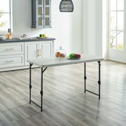 Mainstays 4' Height Adjustable Fold in Half Table, White Granite