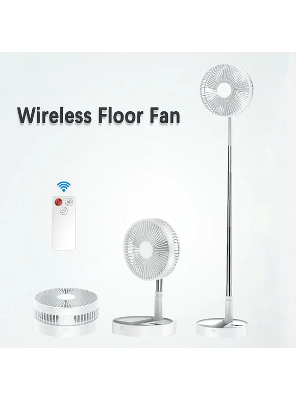 Telescopic Foldable Portable Storage Home Office Desktop Fan Floor Fan Five Blades Remote Control Removable Washable